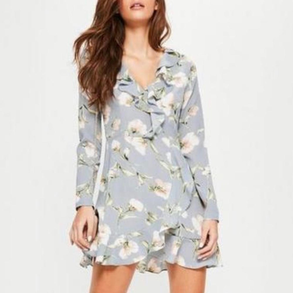 Blue Floral Ruffle Tea Dress